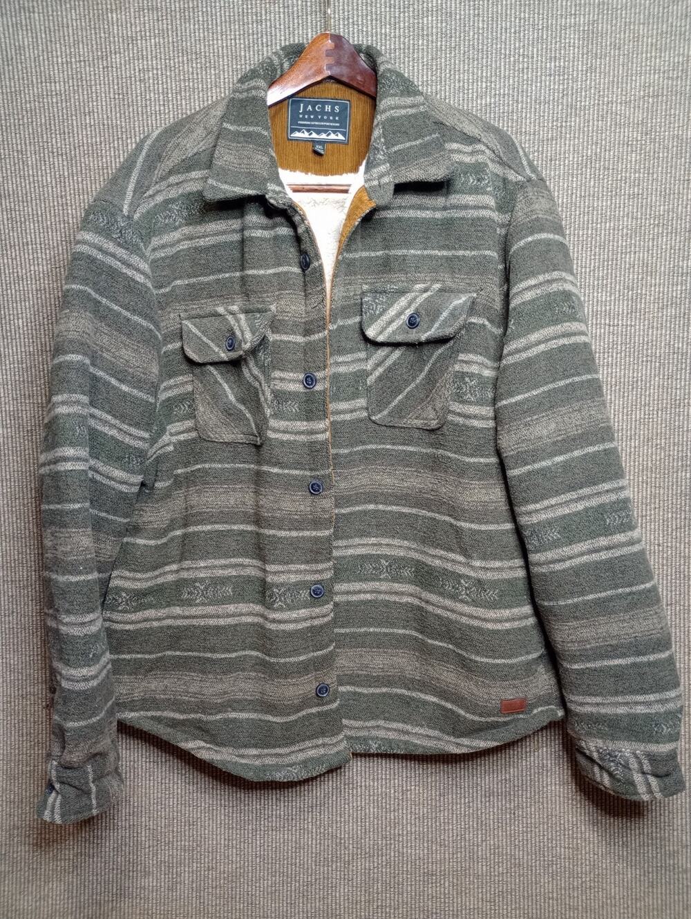 JACHS New York Jacket Shacket Sherpa Lined Mens XXL Aztec Southwestern Stripe